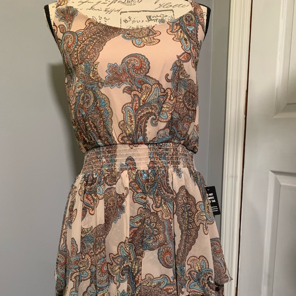 Express paisley tiered ruffle fit and flare dress